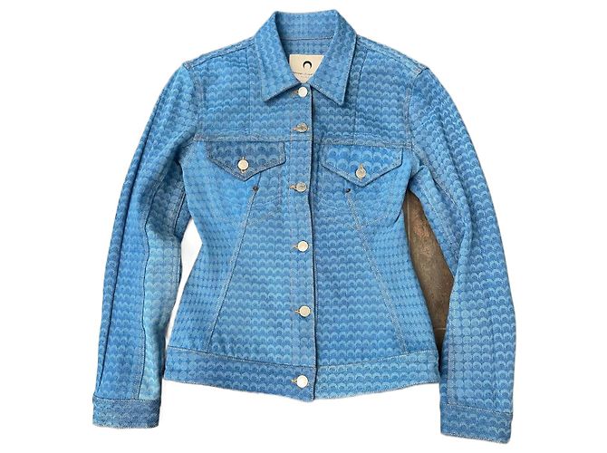 Chaqueta Marine Serre de denim con estampado Moon azul