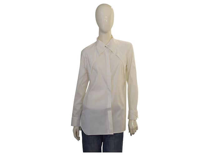 Issey Miyake White Cotton Pleated Button Down Shirt Size 3