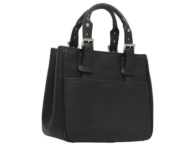 Borsa a mano in pelle nera e argento autentica BA1908 di BURBERRY Nero