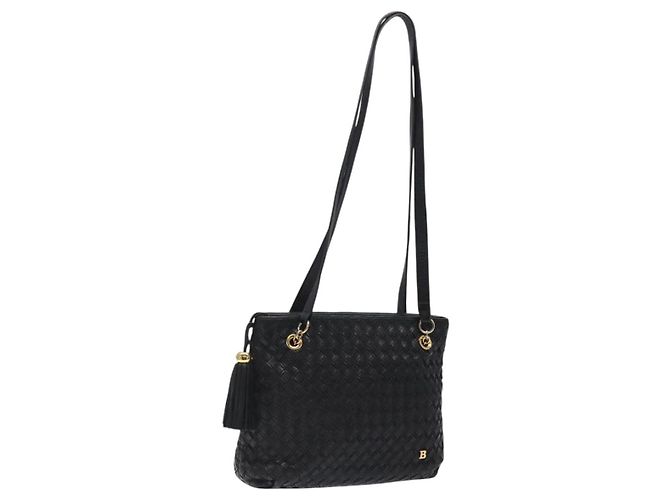 BALLY Borsa a Spalla Trapuntata in Pelle Nera e Oro Auth BA1832 Nero D'oro