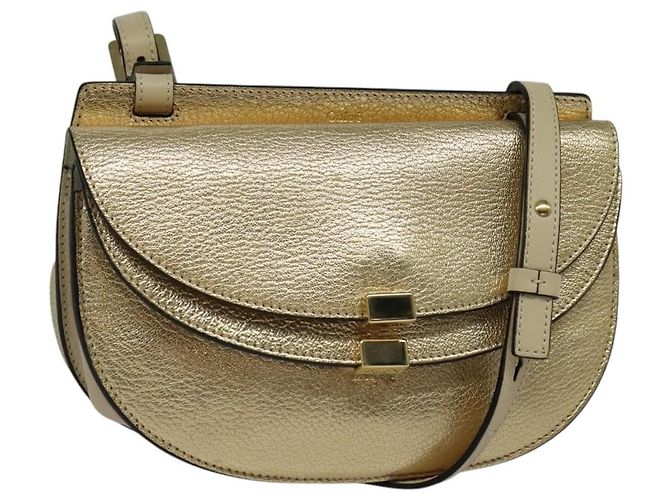 Chloé Bolsa de ombro em couro Chloe Georgia dourada Auth BA1844 Dourado