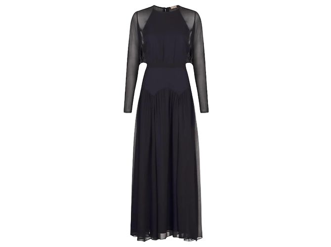 John Galliano Vestido de chiffon sin espalda Azul