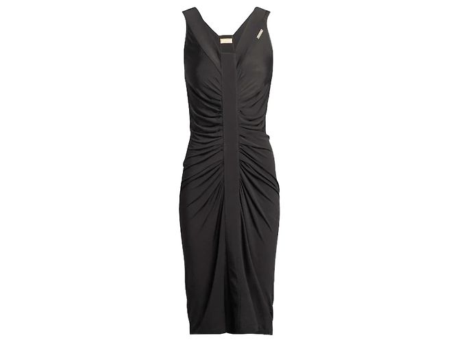 John Galliano Asymmetrisches schwarzes Drapiertes Kleid