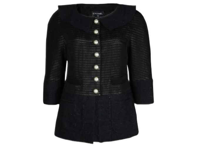 Chanel Peter Pan Tweed Jacket Black