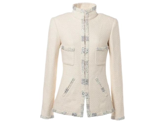 Chanel Giacca Ecru Paris-Bombay Argento Bianco sporco