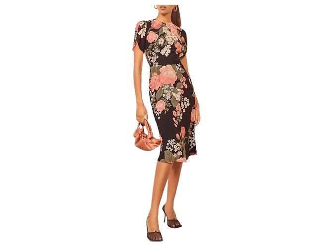 Reformation Robe Andre avec motif Vivienne Noir Multicolore