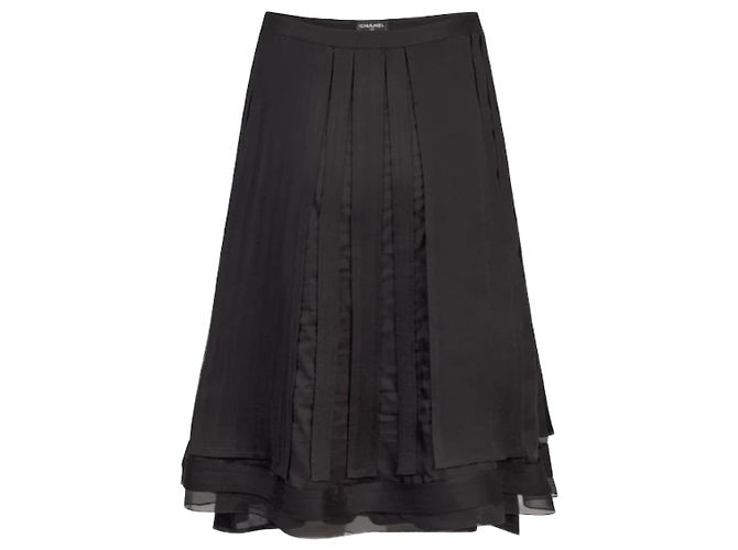 Chanel Saia de cetim com fitas Preto