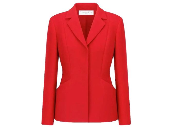 Giacca Bar Christian Dior Rossa in seta e lana Rosso