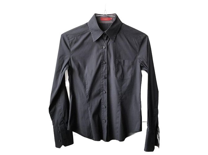 Camicia Burberry nera in cotone slim fit Nero
