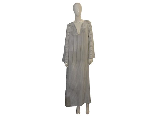 Autre Marque Twins Caftan Maxikleid mit Streifen Schwarz Weiß M