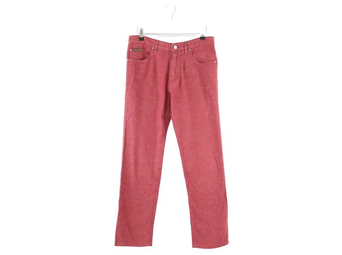 Louis Vuitton Jeans rectos de algodón burdeos