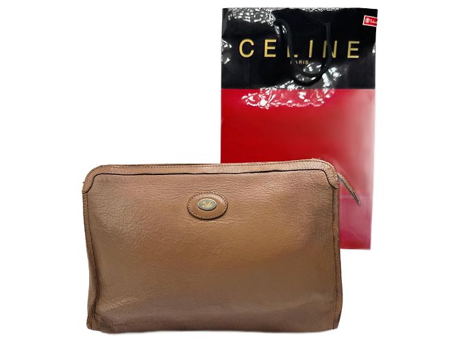 Triomphe Céline Vintage Celine Paris Leder-Clutch braun