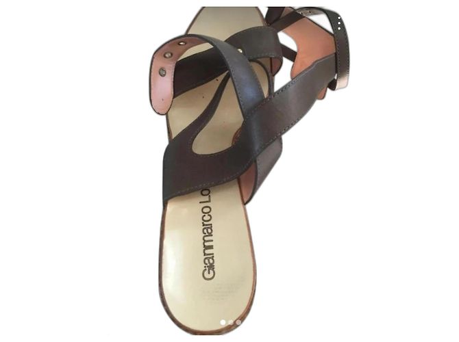 Mules compensées Gianmarco Lorenzi en cuir kaki