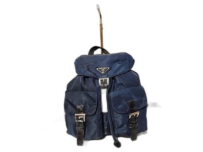 PRADA Nylon Vela Medium Backpack Navy Blue/Black