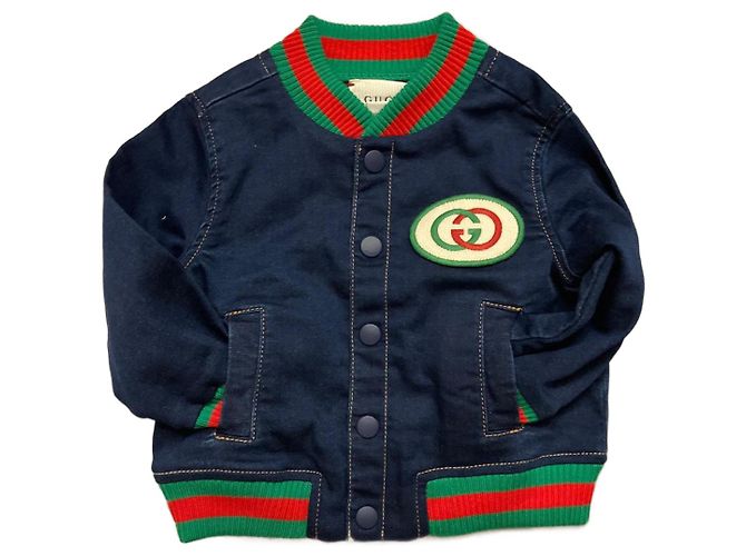 Gucci veste bomber bébé en denim bleu foncé