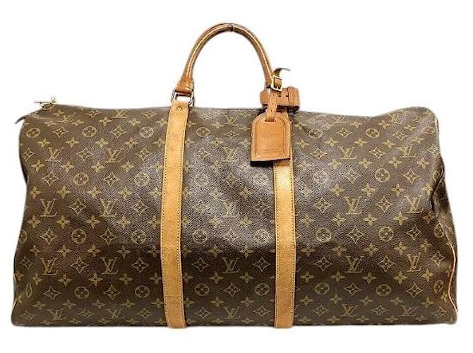 Louis Vuitton Keepall Monogram Boston Bag Brown Cloth  ref.2233568