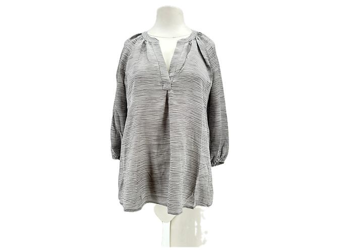 Joie Seidenbluse weiß und grau