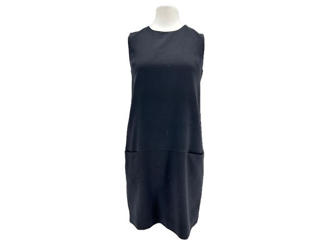 Parosh Vestido curto sem mangas em lã preta