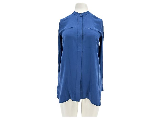 Camicia Vince in seta blu navy