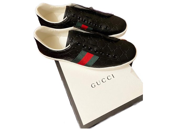 Marmont Gucci Scarpe da Uomo in Pelle Nera Nero Rosso Verde