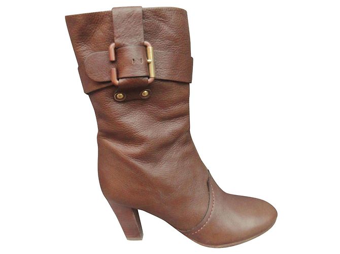 Botas Chloé Paddington em couro marrom claro Castanho claro