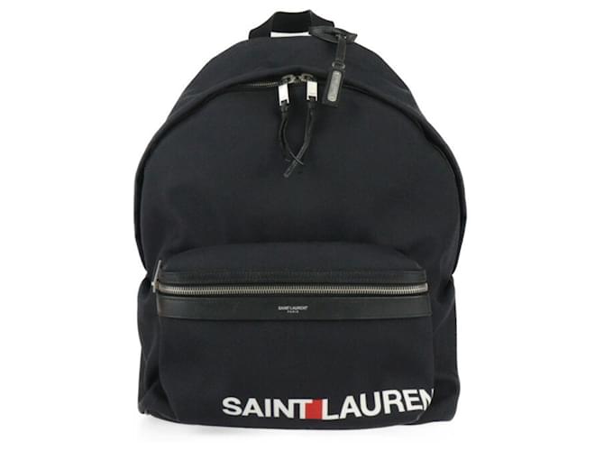 Schwarzer Canvas- und Leder-Rucksack von Yves Saint Laurent 