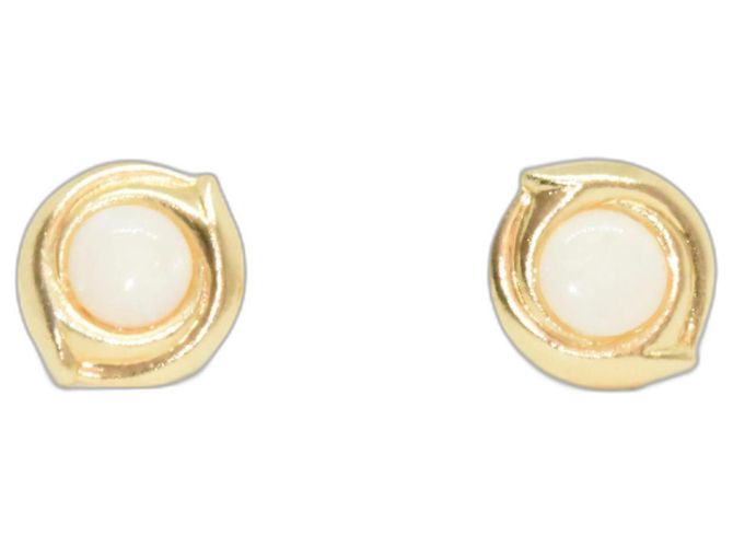 Autre Marque Wunderschöne antike Ohrringe aus echtem Gold und Opal Weiß Golden Aus weiß