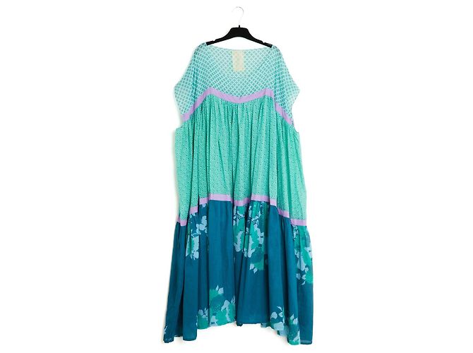 Yvonne S 2020 Maxikleid FR36 Größe S Oversized Wind Baumwollvoile Kleid UK8 US6 Grün