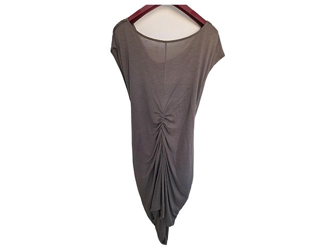 Autre Marque Vestido assimétrico Raw cinza de viscose e seda