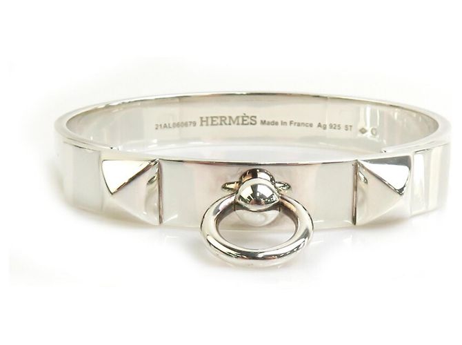 Hermès Pulseira charm em prata Collier de Chien Hermes 