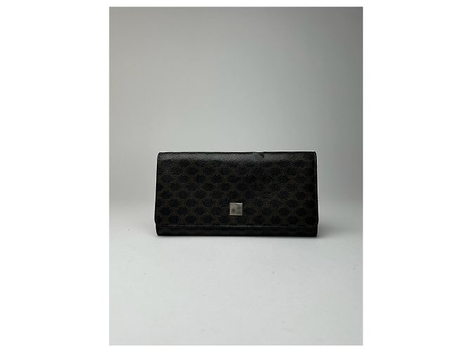 Triomphe Céline Vintage Celine Leather monogram Wallet brown Black