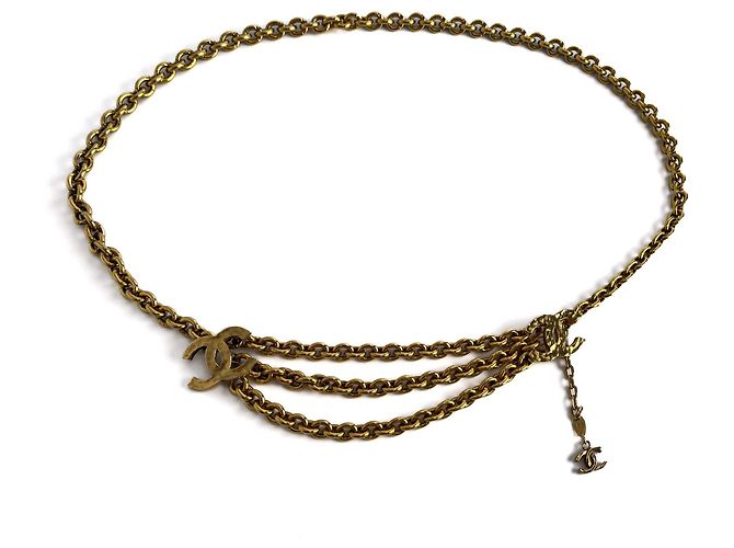Timeless Chanel Dünner Metallgürtel 85 Gold Golden