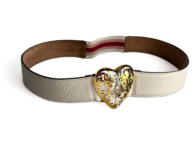 Gucci Cinto largo de couro Hysteria 80/32 branco