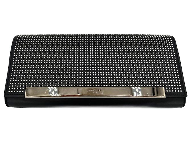 Saint Laurent Clutch in pelle con rivetti nera Nero