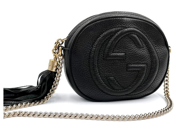 Gucci Disco Soho Bolsa de Câmera de Couro Preta