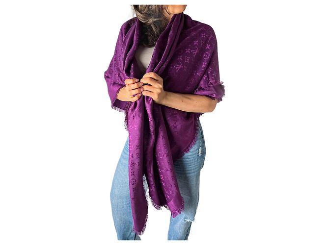 Louis Vuitton Foulard clássico de lã e seda roxo