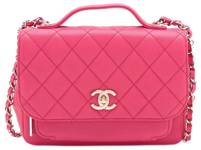 Chanel Bolsa pequena de couro caviar matelado Affinity rosa