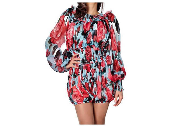 Dolce & Gabbana Flowers Mini Silk Dress 40 Multicolor Multiple colors