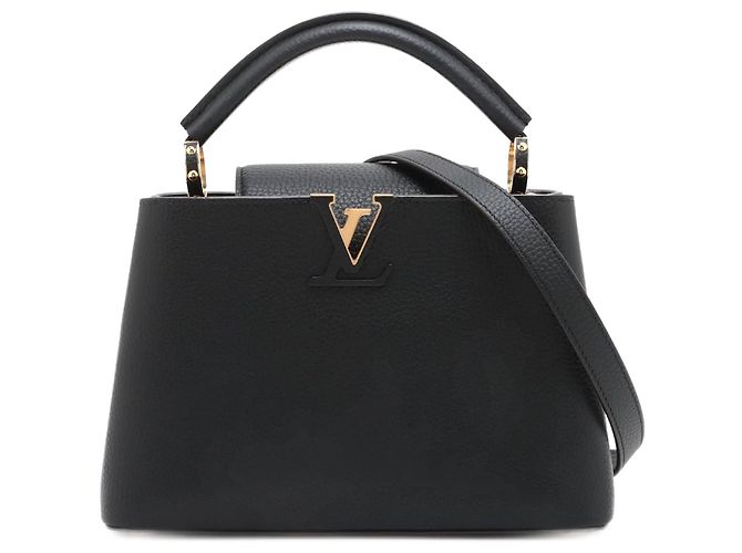 Louis Vuitton Bolsa Capucines BB em couro Taurillon preta com 2 maneiras Preto