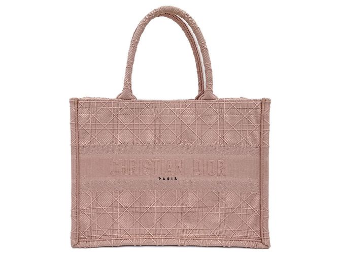 Dior Bolsa de lona bordada média Book Tote rosa