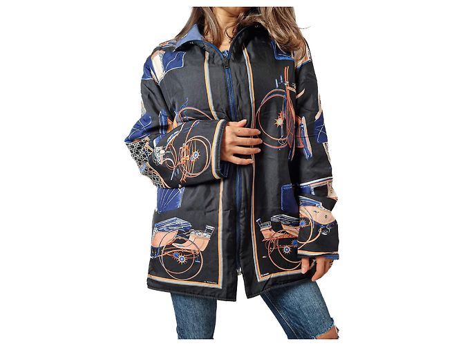 Hermès Reversible Jacket Silk Ready to Wear Navy Navy blue
