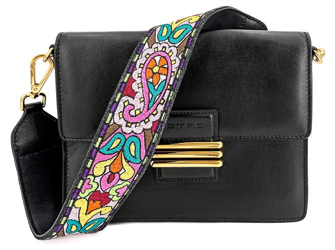Etro Borsa a spalla in pelle arcobaleno nera Nero