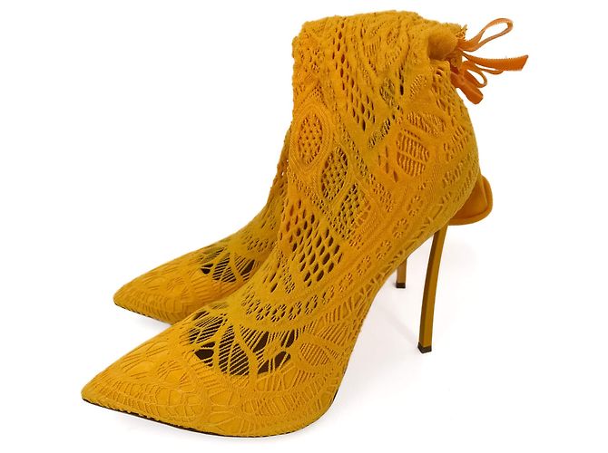 Casadei High Heel Boots Fabric 41 Yellow