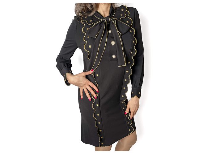 Gucci Vestido mini de tecido entrelaçado 36 preto