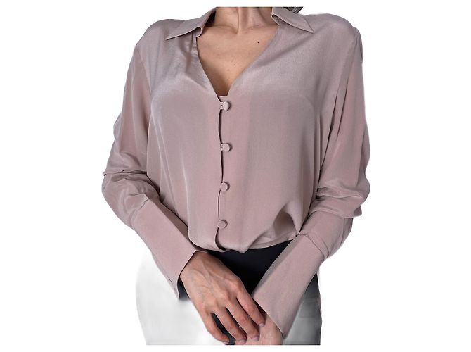 Fendi Camicia a maniche lunghe in seta 40 beige