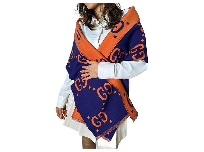 Gucci Sciarpa in lana GG bicolore Multicolore