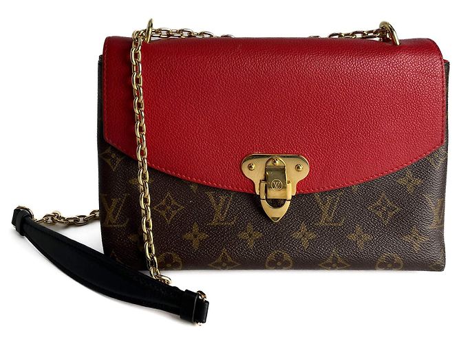 Louis Vuitton Saint Placide Bolsa transversal de couro com aba Monograma Vermelho