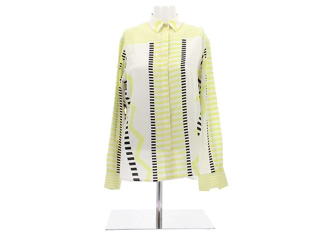 Camicia Versace in seta stampata gialla e nera Giallo