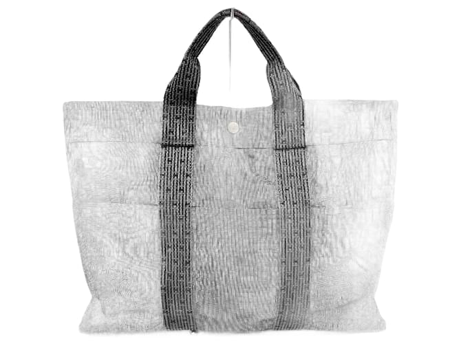 Hermès Hermes Herline Canvas Tote Bag Grey Cotton  ref.2235538