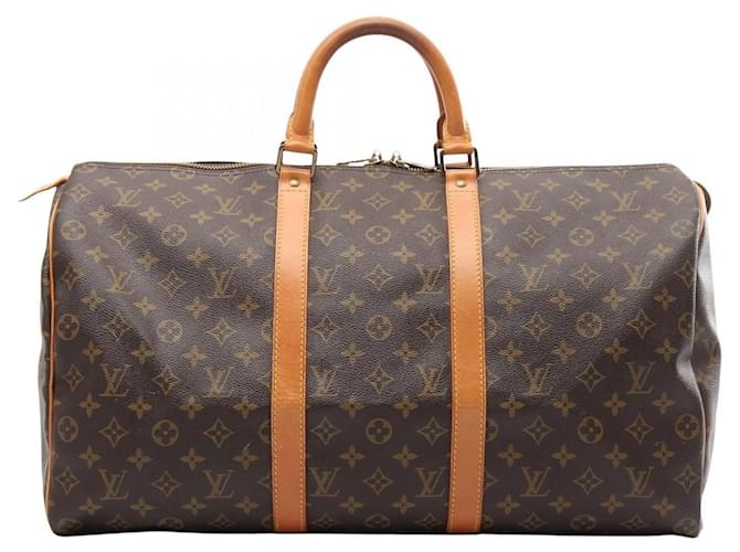 Louis Vuitton Keepall 50 Monogram Bag Brown Cloth  ref.2235545
